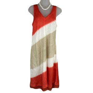Haris 100% Linen Midi Sun Dress Size S Sleeveless Laganlook‎ Resort EuroSummer
